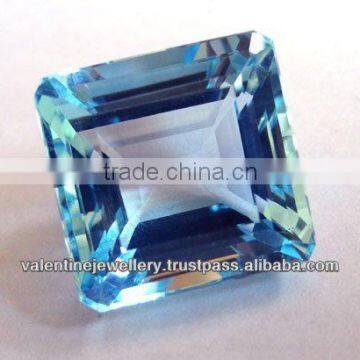 natural bluestone stone, square octagon emerald cut blue colored stone, tailored shape and size manufacturer from gemstone