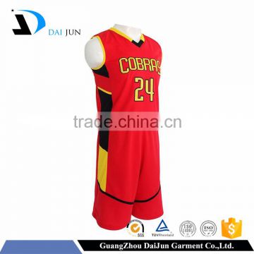 Guangzhou Daijun OEM red basketball jersey red color basketball jersey uniform design color red basketball uniform design red