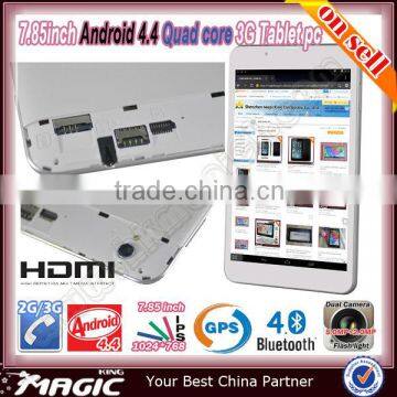 Android 4.4 sex video 7.85inch ips 3G calling tablet pc 4000mah battery/tablet pc camera 5mp