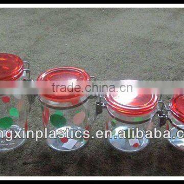 rounds plastic airtight tea tins with lids for family food storage