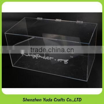 Clear big plexiglass container with laser engraving logo acrylic dustproof storage case