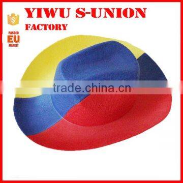 100% non woven Colombian flag soft plain cheap cowboy hats