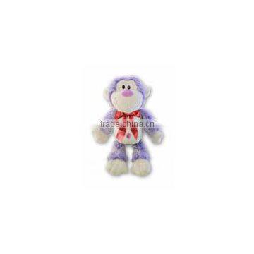 personalized plush soft stuffed purple monkey standing logo imprinted bandana t-shirt ribbon animal toys