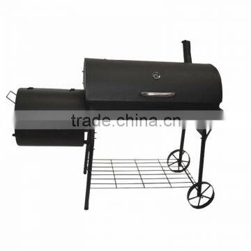 Charcoal BBQ Grill&Offset Smoker with Trolley Cart&Large Chimney for Backyard Used