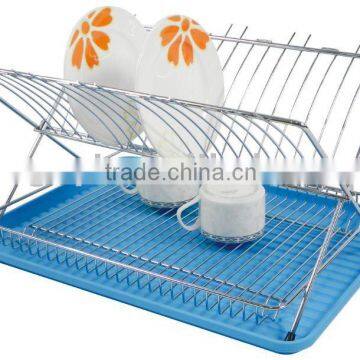 chrome plated kitchen foldable dish rack with PP tray