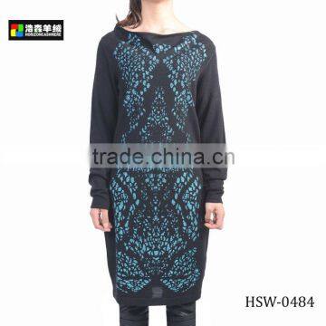 Black Lady Long Dress, Ladies Traditional Delicate Print Dress