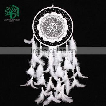 White dream catcher with feathers wall hanging decoration decor ornament