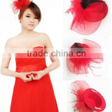 MYLOVE red feather mini top hat fascinator wedding headwear MLXM023