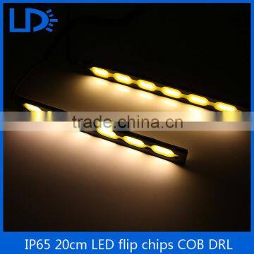 Ultra bright LED COB Fog Lamp Car Daytime Running DRL Waterproof with yellow COB Turn Signal Driving Light