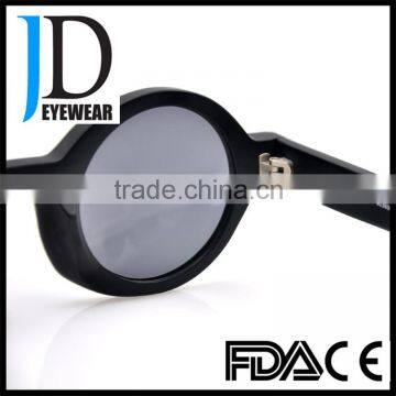 Round Matte Black Retro Sunglasses