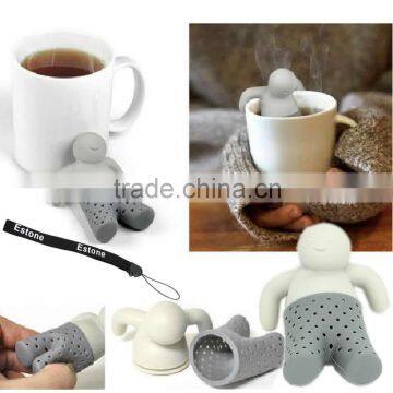 Silicone Mr.Tea Infuser Loose Tea Leaf Strainer Herbal Spice Filter Diffuser Silicone tea infuser