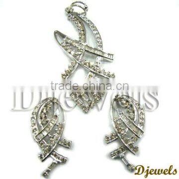 Diamond White Gold Pendant Sets, Diamond Pendant Sets, Diamond Jewelry