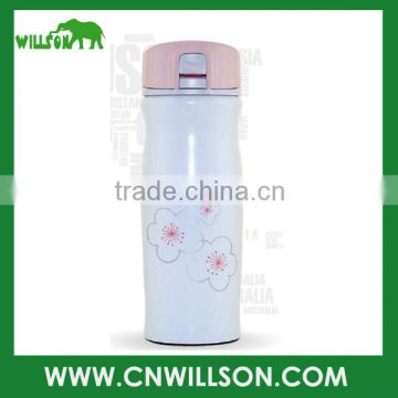 Metal stainless steel vacuum water bottle with easy open lid