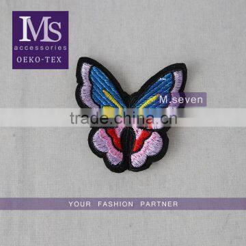 Hot selling iron on embroidery Butterfly logo patches for garments