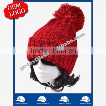 hot sale new product for 2014 Wholesale china manufacture OEM CUSTOM LOGO winter women fur pompons beanie knitting hat and cap