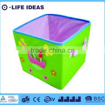 Fabric polyester kids toys storage green box foldable