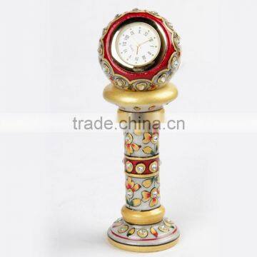 Indian Marble Piller Watch Clock Handicraft Gift Decor Painting Handmade Jaipur Rajasthan gift box Asia