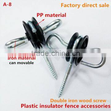 steel fence ,2 eyelets, gate handle insulator,chain link fence, wood thread .black platic,UV plastic high quality