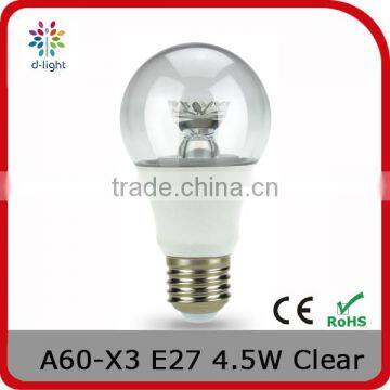 A19 400LM 4W EQUAL TO 60W E27 STANDARD TRANSPARENTS LIGHT FOR CANADA