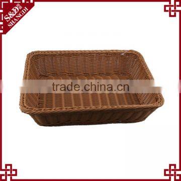 Plastic wikcer woven rectangular shape fruit vegetable display big basket