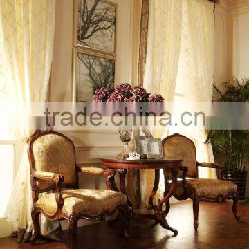 Antique Wood Carved Chair, Side Chair/Luxury French Rococo Style Living Room Leisure Armchair With Coffee Table/