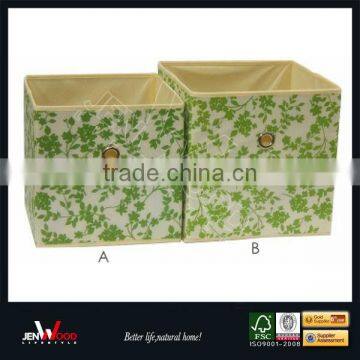 Green Leaves Fabric Organizer Storage Box
