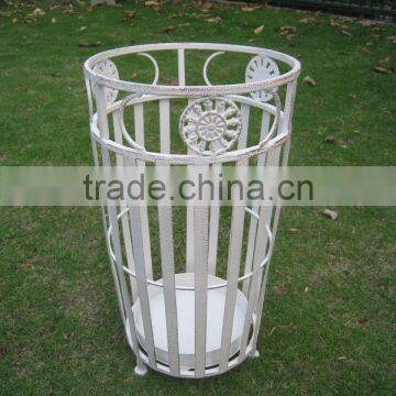 Shabby Chic Metal Umbrella Stand Holder Elegant Antique White photo-2