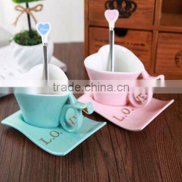 250ml Ceramic mug with special handle Heart shaped coffee mug