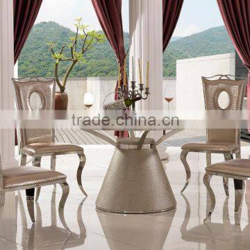 TH379 Round Shape Glass Top Dining Table and Chairs