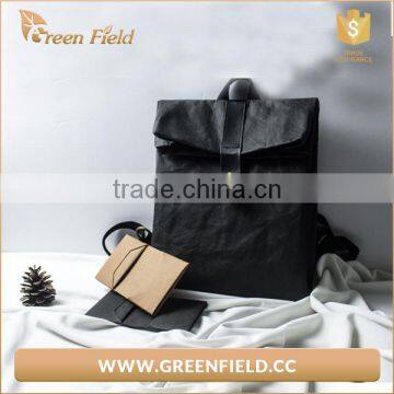 Black Kraft Paper School Bag Backpack, Washable Paper Bag for Men