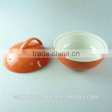 Ceramic Soup Pot/orange Cooking Soup Pot/small Tureen Unique Shape Orange Color Glazed photo-3