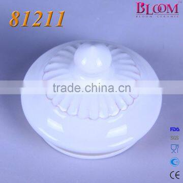 Flower Shape White Glaze Ceramic Coffee Creamer Container photo-3