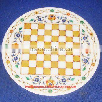 Marble Inlay Plate, Marble Inlay Round Plate, Decorative marble Plate