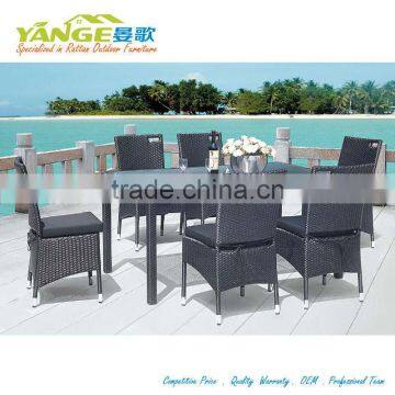 outdoor synthetic rattan furniture dining room table set