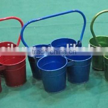 Set of 3 Small Round bucket/Christmas Gift/Circular Garden Decoration/Metal Flower Pot/Flower Planter