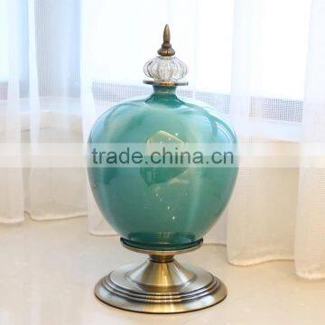 Crackle Glaze Glossy Blue Set of 3 Ceramic Vase photo-4