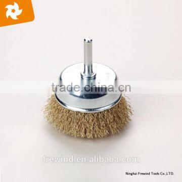 75mm cup brush with shank crimped wire