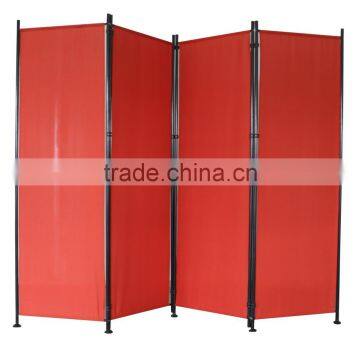 Red 4 Pieces Folding Screen With Steel Frame photo-3