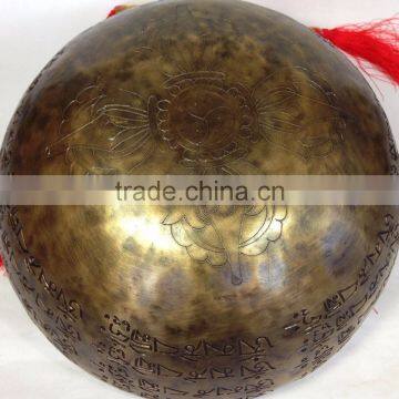 Hand Carving Tibetan Mantra Crafted Buddha and Dorje Himalayan Singing Bowl photo-4