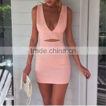 Sexy Lady Deep V Neck Fashion Bodycon Mini Dress Cocktail Clubwear Dress photo-2