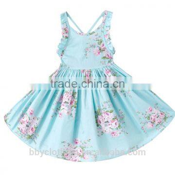 Baby Girls Dress Brand Summer Beach Style Floral Print Party Backless Dresses For Girls Clothing 1-7Yrs