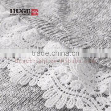 Long Sleeve Lace Hem Pullover Girls Knitted Sweater photo-2