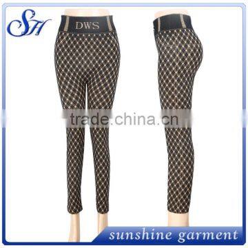 2017 Women High Waist Plaid Trousers