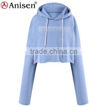 oem service custom 100% cotton fleece women short hoodies