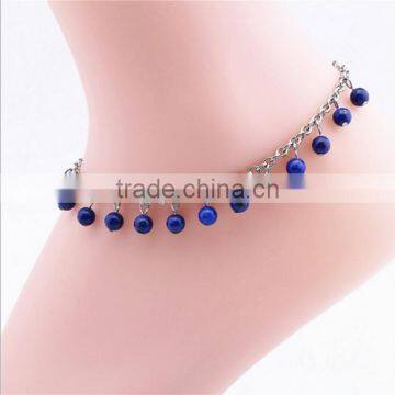 high end lapis lazuli beads charm anklets bracelet diy handmade lapis charm anklet jewelry for her gifts