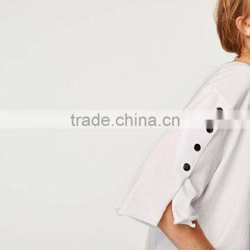 Wholesale Women Custom Top Casual Woman Hollow Buckle T-Shirt China Supplier photo-6