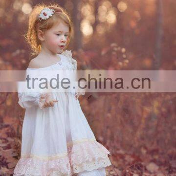 Girls Classic Long Sleeved Vintage Lace Embellished Nightgown Baby Kids Christmas Sleepwear 100% Cotton Lace Crochet Dress photo-2