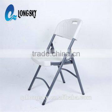 LS-4011 Light Weight Outdoor Furniture Use Cheap Dining Chair White Rental Plastic Folding Chair HDPE With Metal Painting Frame photo-2