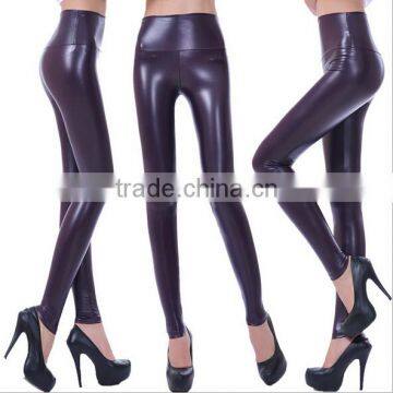 EY0040L Women Winter Warm Sexy Fleece Fit Glossy PU Leather Leggings Tight Pants photo-3