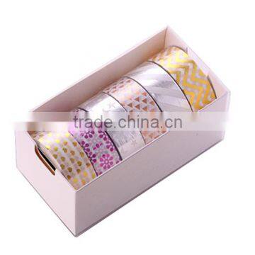 6 Pure Colors Washi Tape One Set Adhesive Paper Gold Stamping Carton Packing photo-4